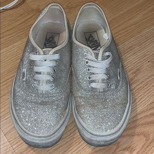 Women’s silver sparkly vans. Worn a few times.